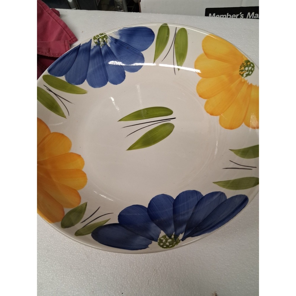 Maxam La Primula Italian Daisy Serving Bowl Hand Painted - 13"